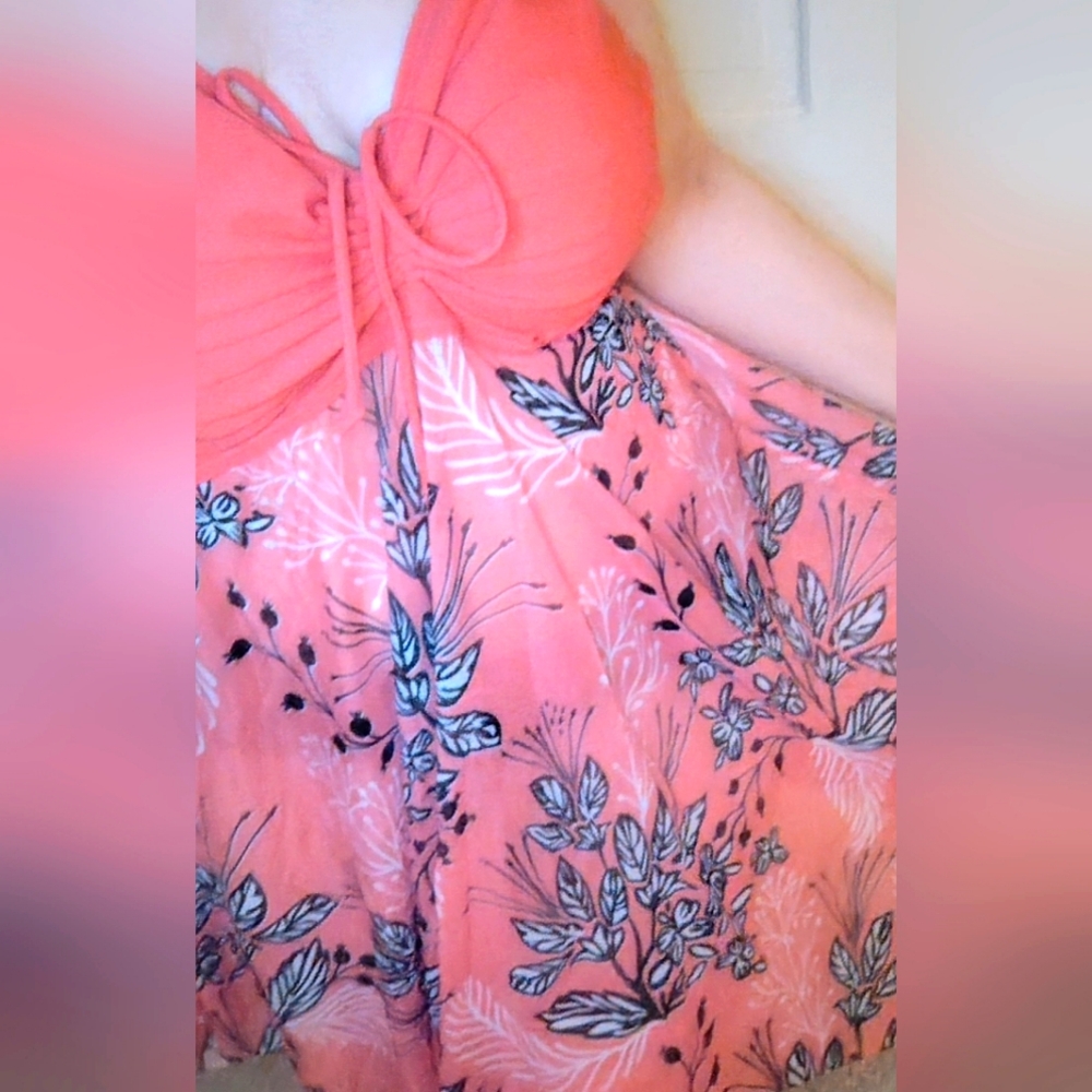Coral Pink Swim Dress Set with matching shorts 22W